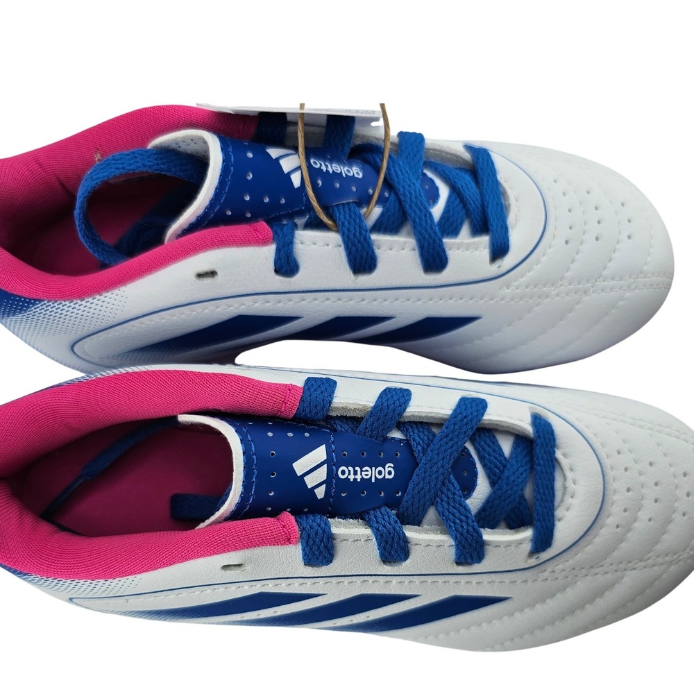 Adidas Goletto IX FG/MG J Soccer Cleats White Blue Pink Kids Size 12K JI4685‎ - Picture 3 of 7